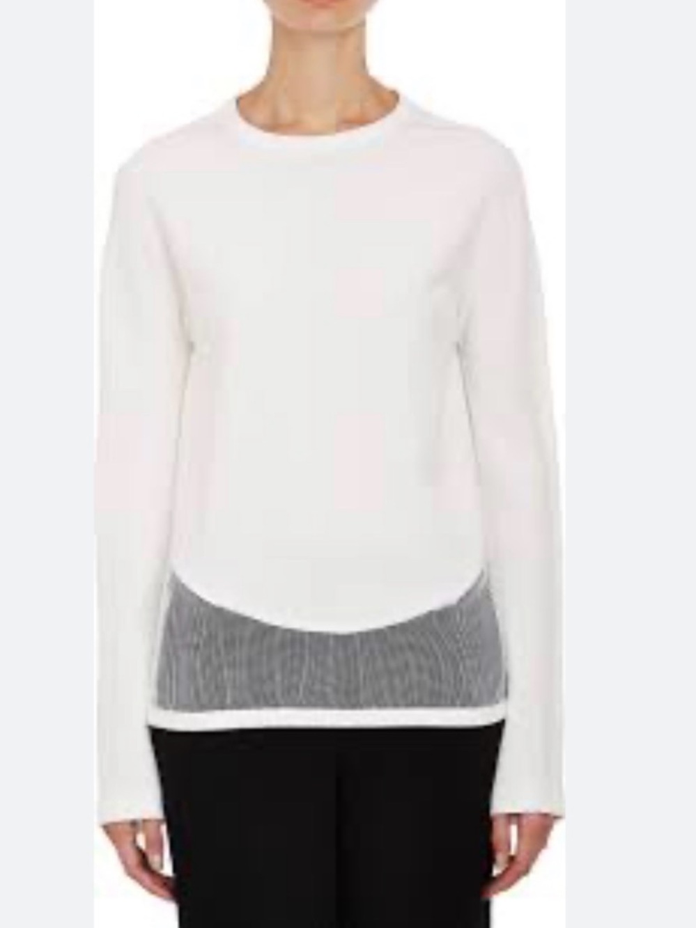 Edun x Barneys, Mesh Border, Long Sleeve Crepe Knit Top, sz 6